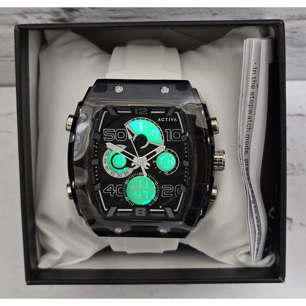 Activa X Invicta Diaital Men's Watch 45mm Black White ACW8109-008 Brand New